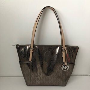 Michael Kors large zip tote metallic